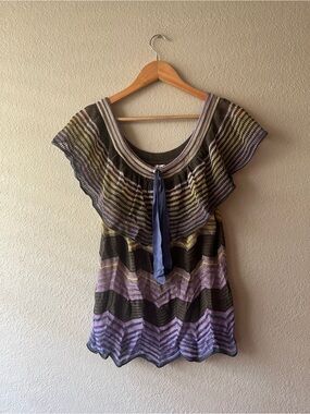 Missoni Cotton Zig Zag Ombre Blouse Size 8 Made in Italy